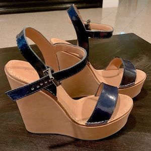 Emporio Armani Platform Wedge Sandals Sz 37.5 or Sz 6.5 us